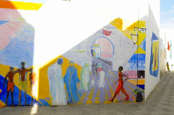 Painted walls in the citadel of asilah morroco — Stock Photo, Image