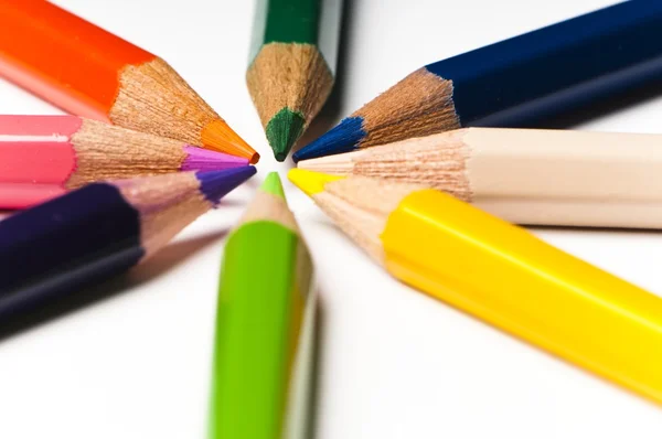 stock image Close up macro detail of multicolored pencils in the shape of a star