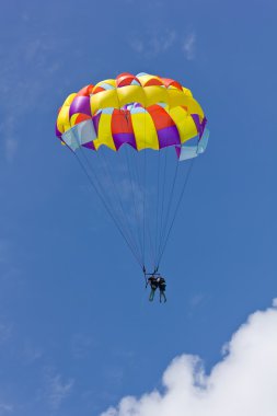 Duo parasailing against clear sky clipart