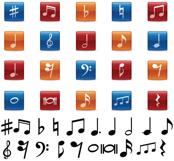 Music Note and Symbol Icons — Stock Vector