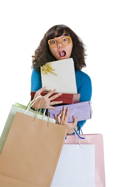 Shopping Woman Shock — Stock Photo, Image