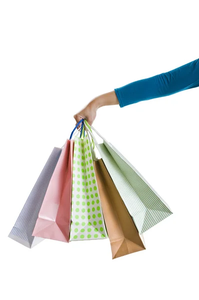 Sostiene bolsas de compras — Foto de Stock