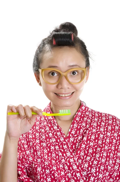 Woman Brushing Teeth — Stock Photo, Image