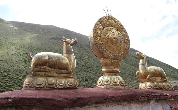 Bir Tibet Budist manastırda heykeller — Stok fotoğraf