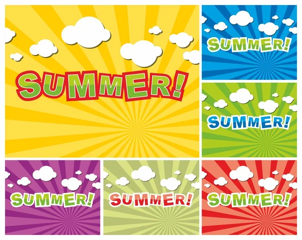 Set of colorful summer background — Stock Vector