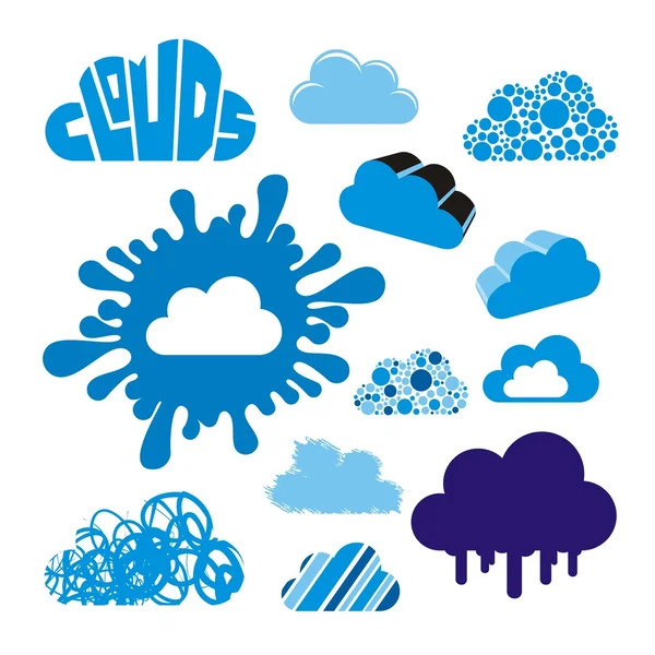 Kolekcja stylizowane chmury — Wektor stockowy