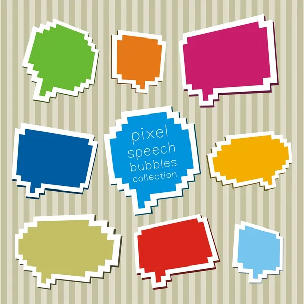 A collection of pixel speech bubbles — Stock Vector