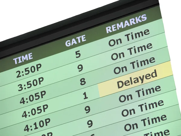 Repülőtér utazási késedelem jele — Stock Fotó