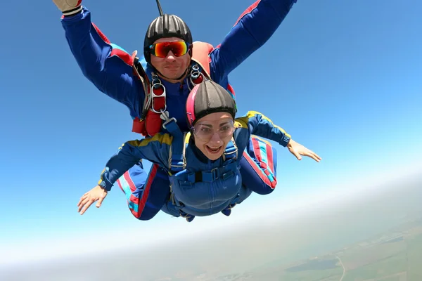 Skydiving fotoğraf. Tandem. — Stok fotoğraf