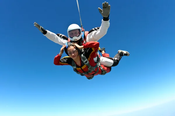 Skydiving fotoğraf. Tandem. — Stok fotoğraf