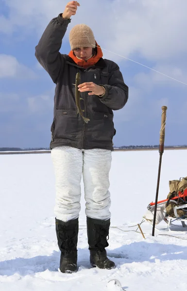 Pesca sul ghiaccio — Foto Stock