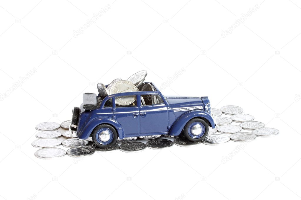 Model of the car with the coins