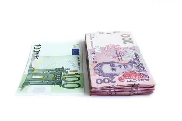 Euro and the Ukrainian grivnas — Stock Photo, Image