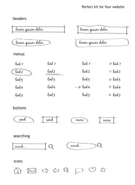 Hand-drawn elements for website clipart