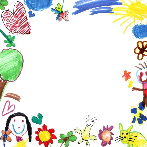 Çocuk çizim kare beyaz — Stok fotoğraf