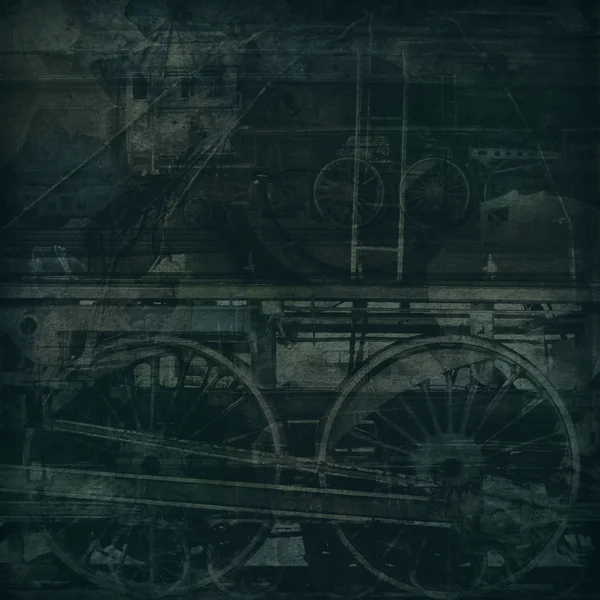 Tecnologia retrô, trens antigos, fundo escuro — Fotografia de Stock