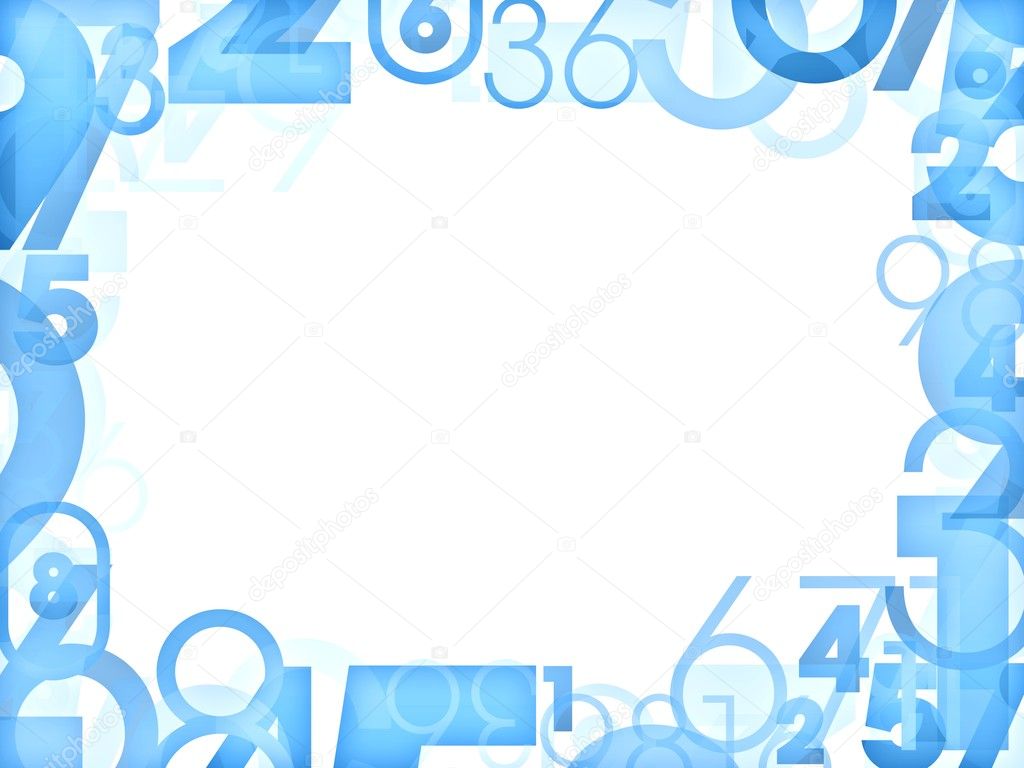 Blue numbers frames isolated on white
