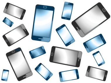 modern akıllı telefonlar üzerinde beyaz izole