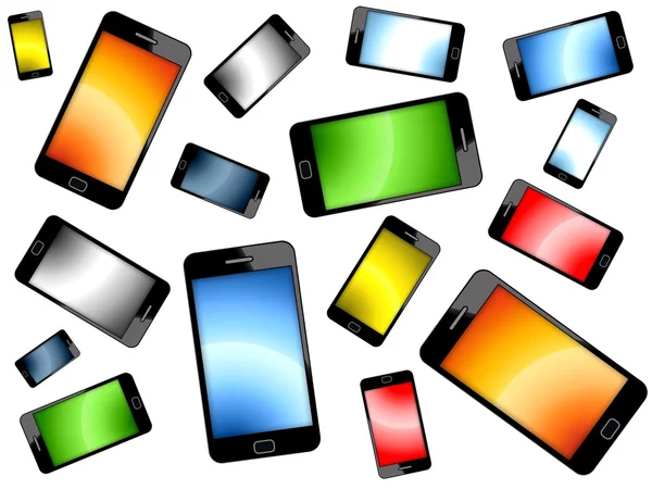 stock image Colored Smart Phones Background