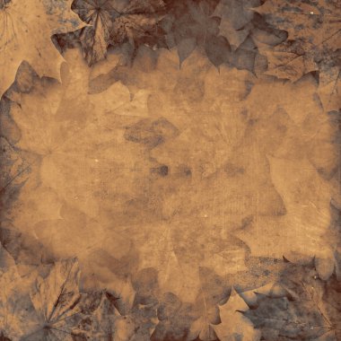 Old leaves sepia vintage autumn background clipart