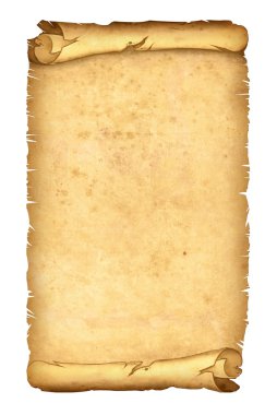 Parchment papyrus scroll isolated on white background clipart