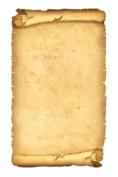 Rolo de pergaminho de papiro isolado em fundo branco — Fotografia de Stock
