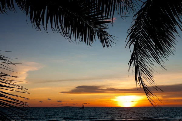 日落热带海滩 — 图库照片