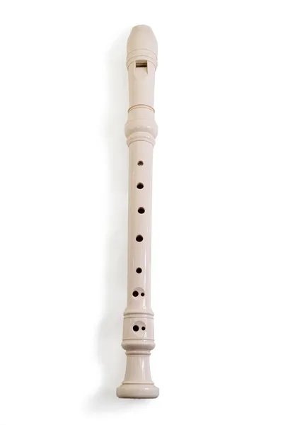 Plastic Flute Baroque fingering. isolated — Stock Photo, Image