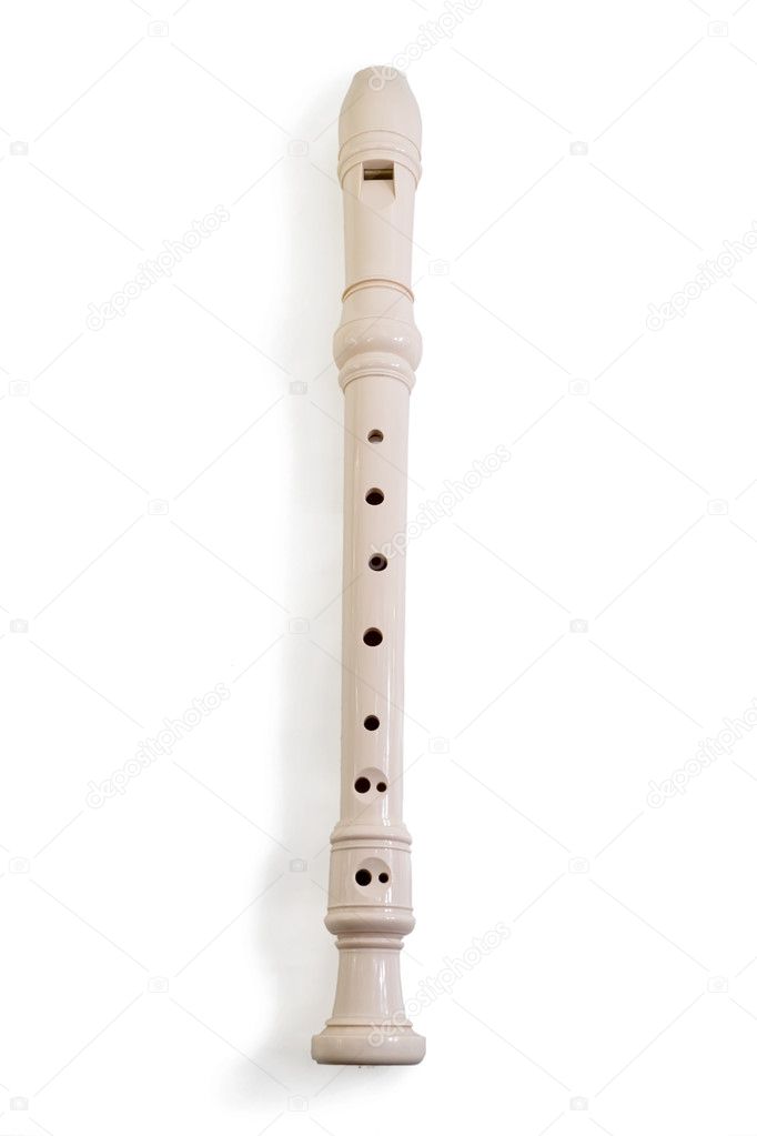 Plastic Flute Baroque fingering. isolated
