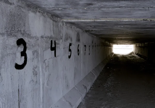 Темний тунель зі світлом в кінці Ліцензійні Стокові Зображення