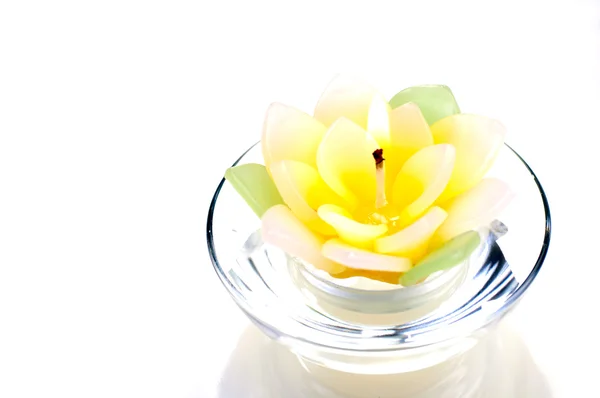 Lotus candle with a flame — Stock Photo, Image
