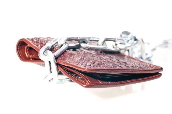 Brown wallet with a chain — Stock Photo, Image