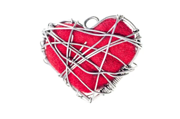 Srdce ve tvaru kovové dráty — Stock fotografie