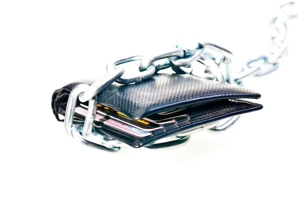 Chained black wallet — Stock Photo, Image