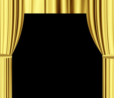 Gold theater draperies curtain with black empty space for text clipart