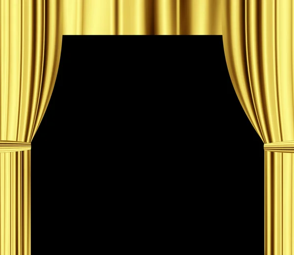 stock image Gold theater draperies curtain with black empty space for text