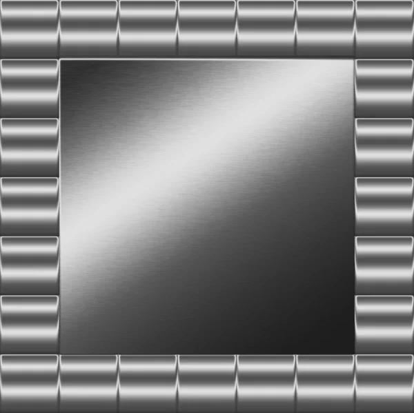Silver chrome metal background with frame — Stock Photo, Image