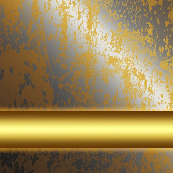 Vecchia superficie in metallo argentato con barra d'oro come sfondo per inserire testo o desi — Foto Stock