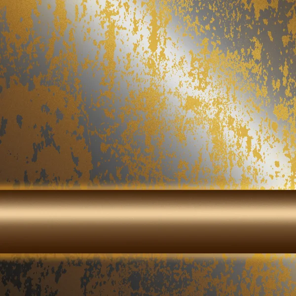 Παλιά ασημί μεταλλική επιφάνεια με χρυσό μπαρ ως φόντο για να εισαγάγετε κείμενο ή Δέση — Φωτογραφία Αρχείου