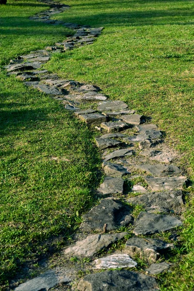 stock image Stone footpath on the grass in the garden