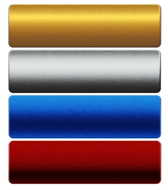 Collection of metal bars: gold, silver, blue, red clipart