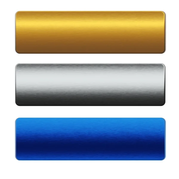 stock image Collection of metal bars: gold, silver, blue