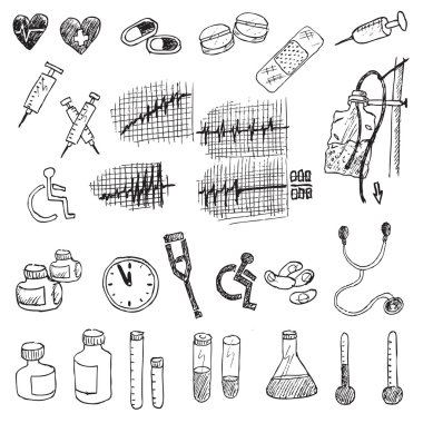 Medical hand draw element vector clipart