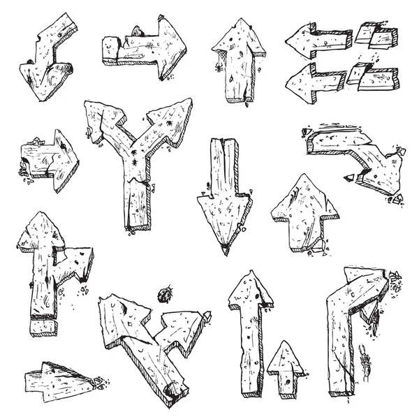 Old arrows hand draw element vector — Stock Vector