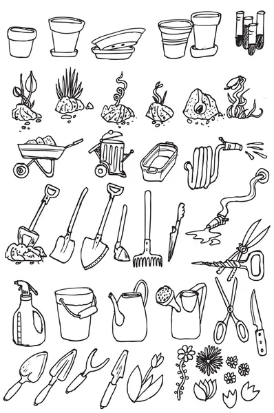 Mão desenhar vetor coleção ícone jardim —  Vetores de Stock
