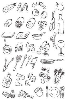 Hand draw food icon collection clipart