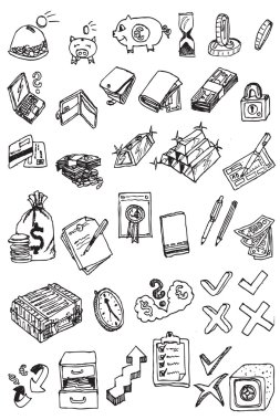 Hand draw money icon collection clipart