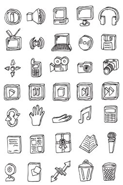 Hand draw business icon collection clipart