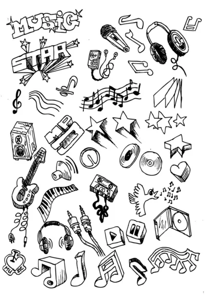 Elementos musicales de danza de dibujo a mano — Archivo Imágenes Vectoriales