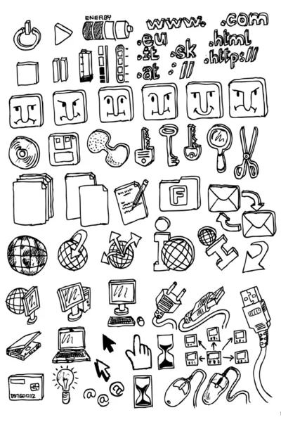 Computer and electronic hand draw collection Royalty Free Stock Illustrations